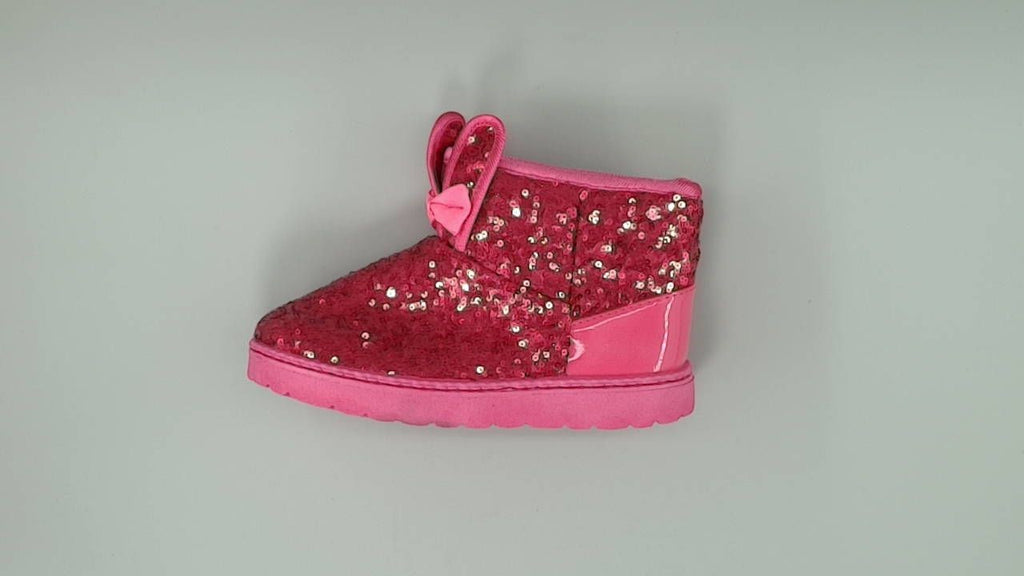 DADAWEN Boy's Girl's Warm Winter Sequin Waterpoof Snow Boots, 1.5M Little Kid