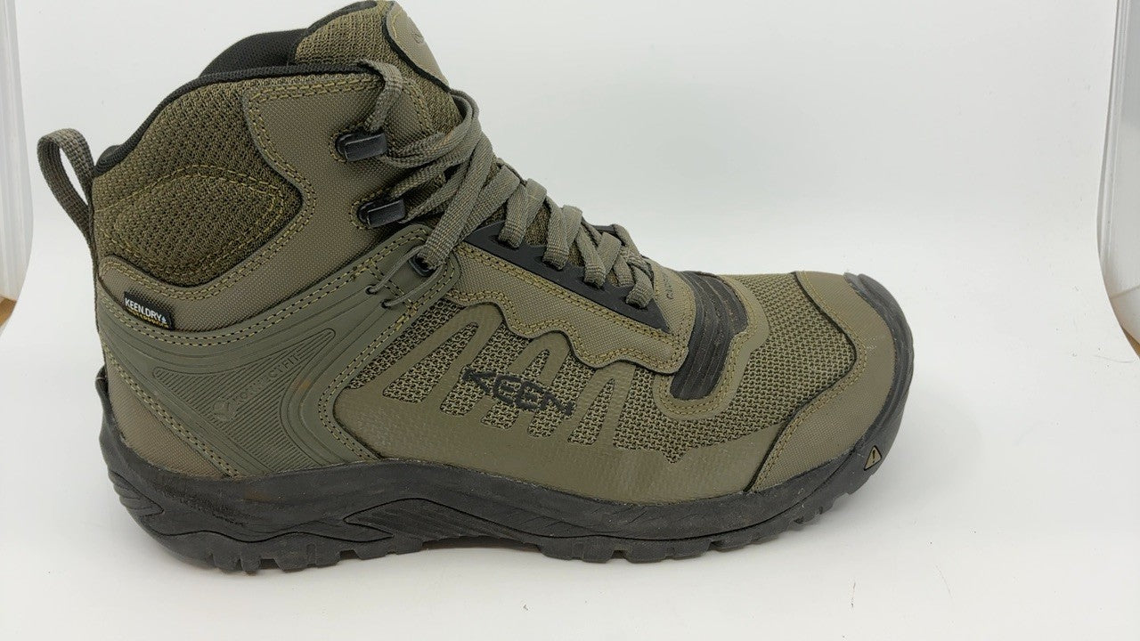 KEEN Reno Mid Waterproof Athletic Work Boots 11W Composite Toe Dark Olive