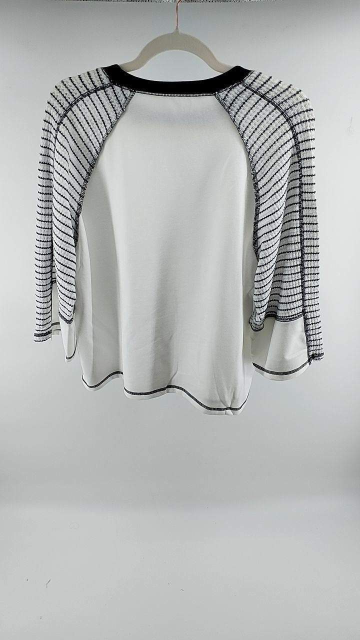Striped Round Neck Raglan Sleeve Top