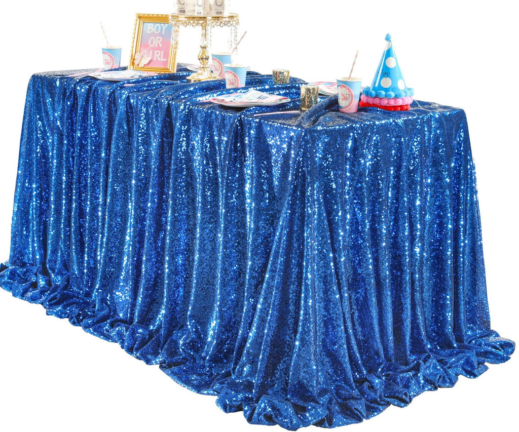 Royal Blue Glitter Table Cloth 60x102 Inch for Events & Celebrations