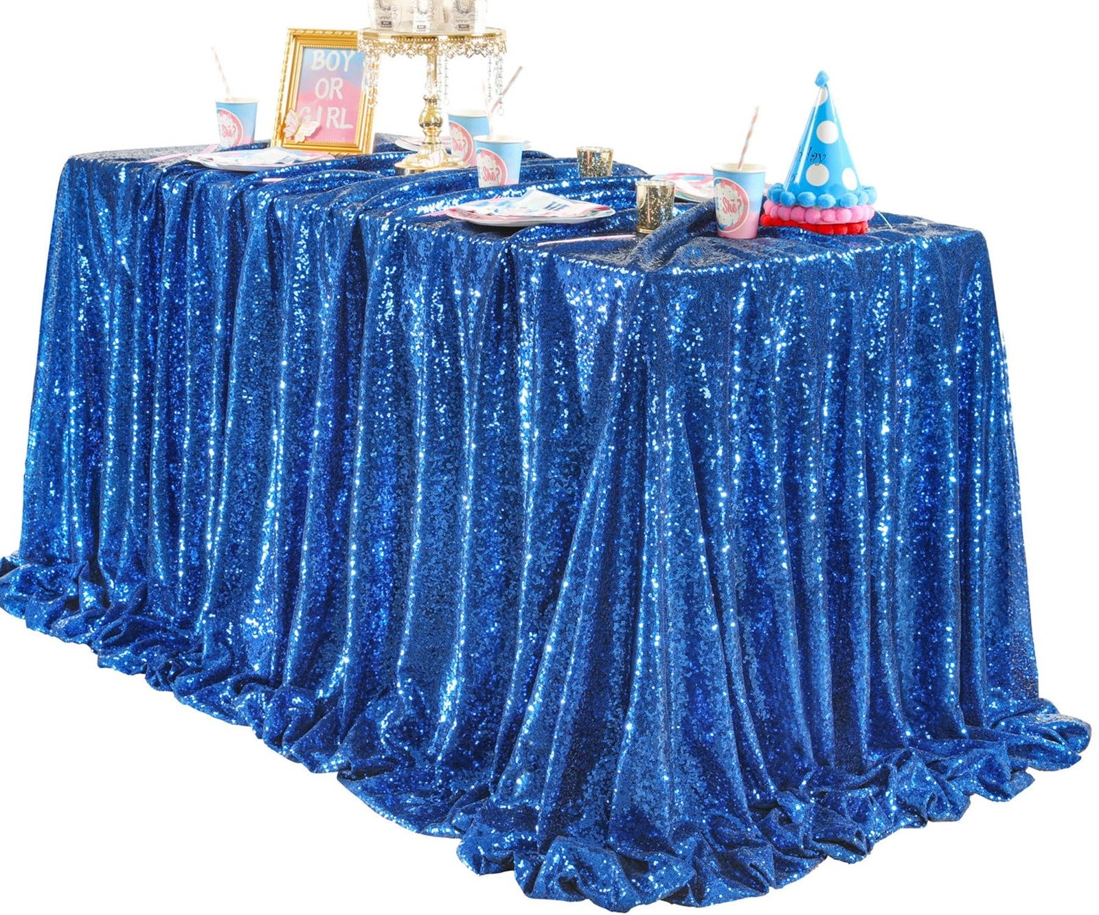 Royal Blue Glitter Table Cloth 60x102 Inch for Events & Celebrations