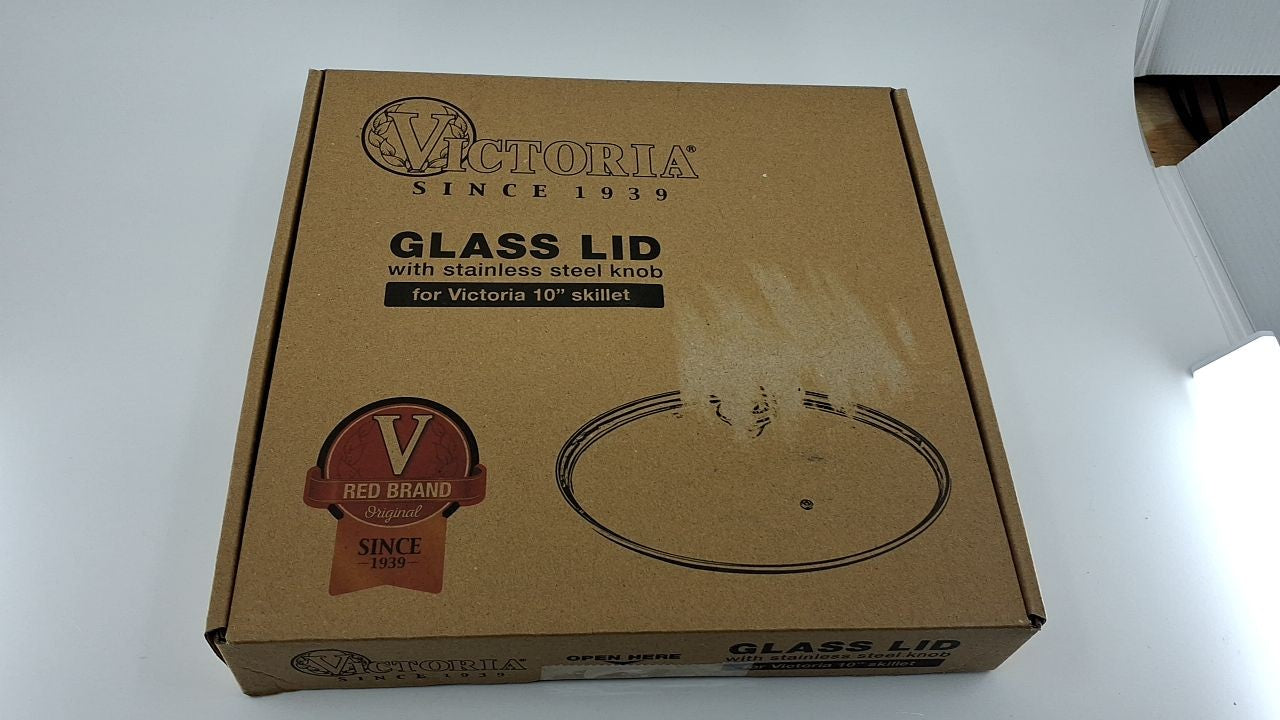 10-Inch Victoria Cast Iron Skillet Glass Lid, 9.5-Inch Internal