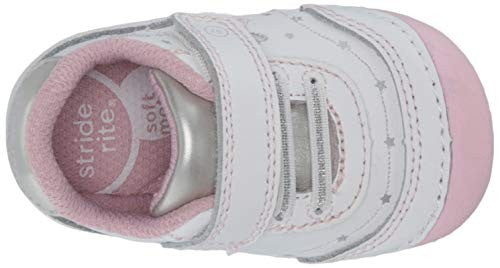 Stride Rite Girls Soft Motion Adalyn Athletic Sneaker, White/Silver, 5 Toddler