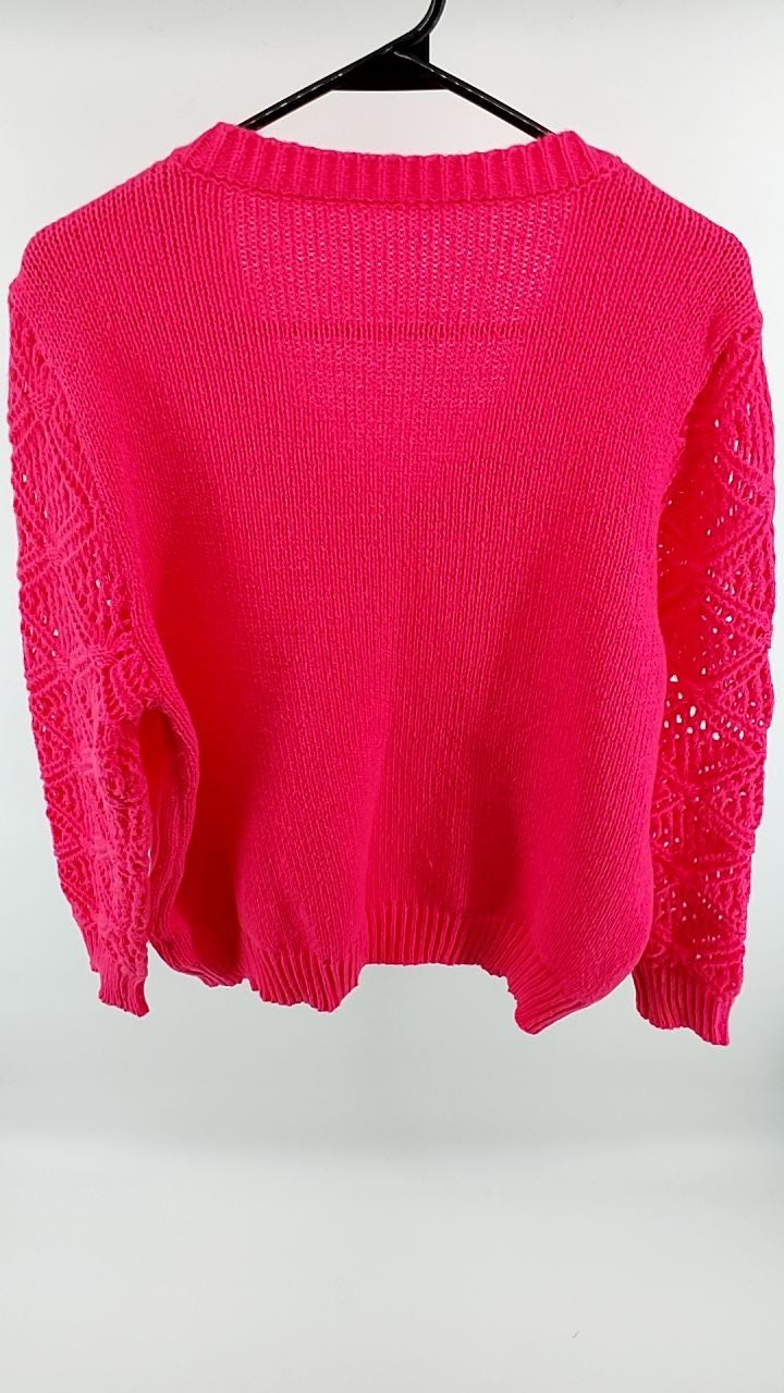 V-Neck Crochet Sleeve Sweater