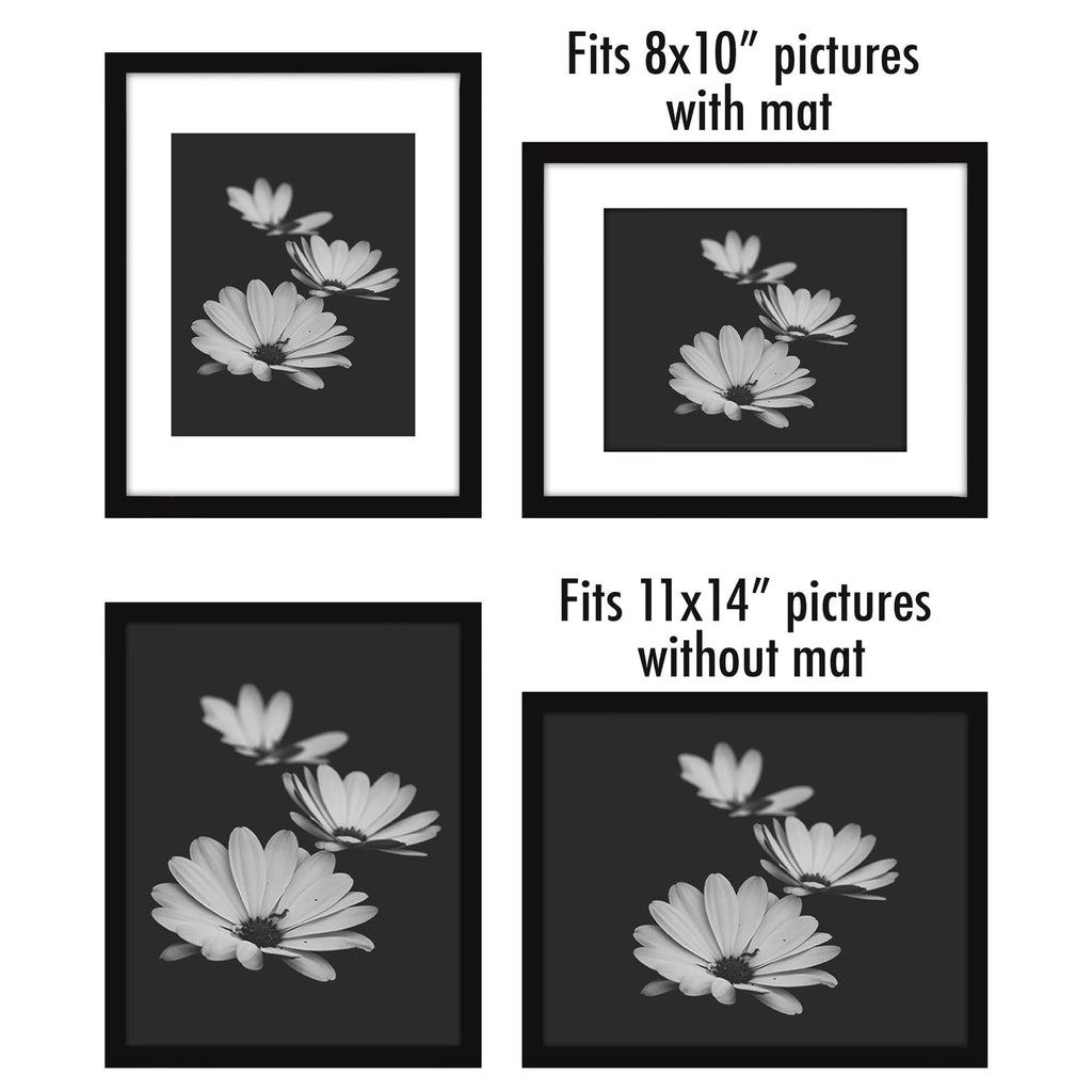 11x14 Picture Frame Duo - Black, Polished Plexiglass & Mat Option