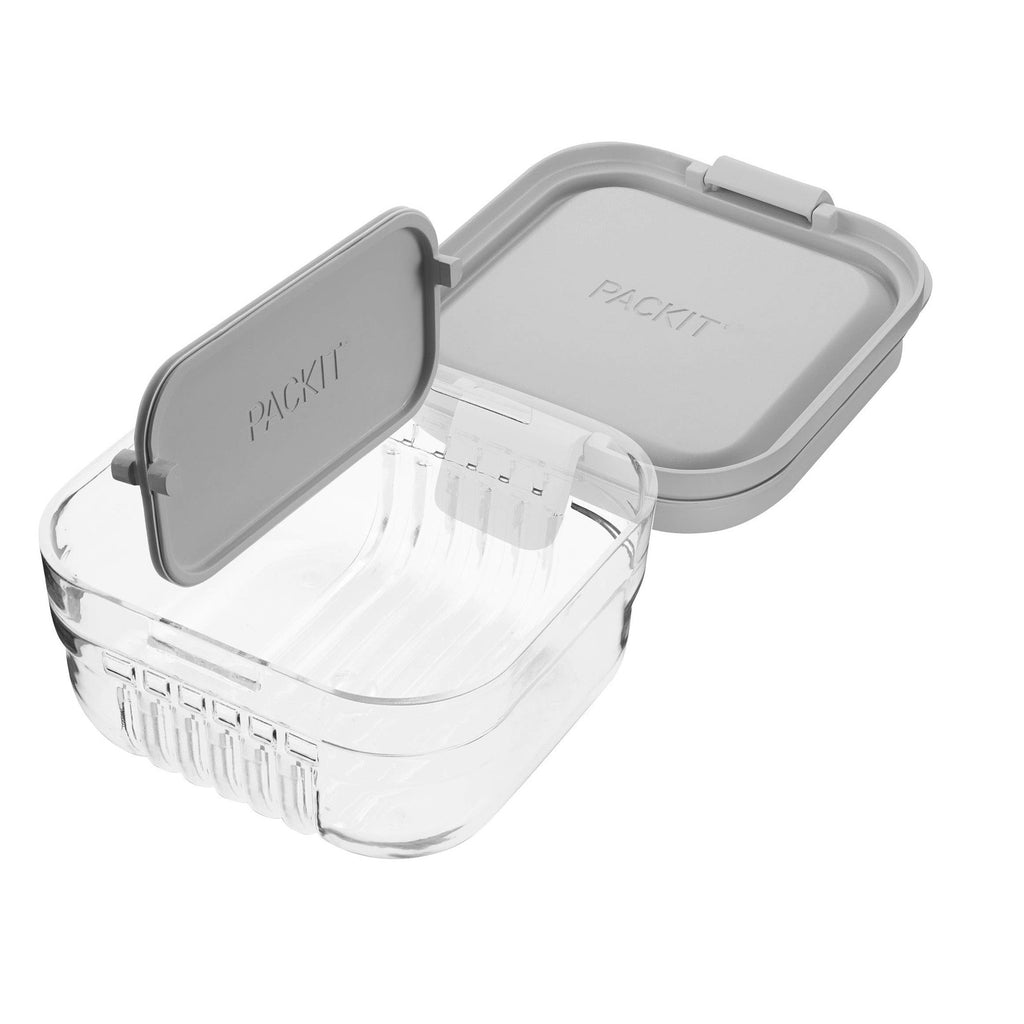 PackIt Mod Snack Bento Food Storage, Steel Gray, Microwavable & Dishwasher Safe