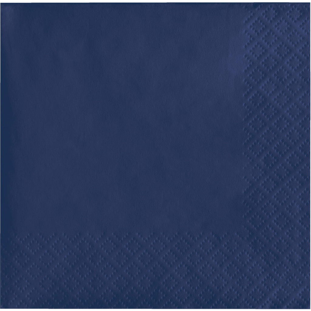 200 Count Navy Blue 2-Ply Paper Beverage Napkins 5" x 5"