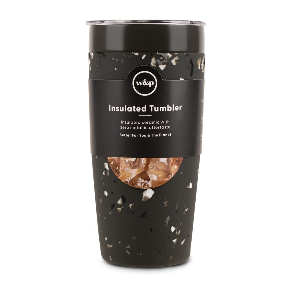 Ceramic Coated 20 oz Insulated Tumbler w/ Wide Mouth Charcoal Terrazzo