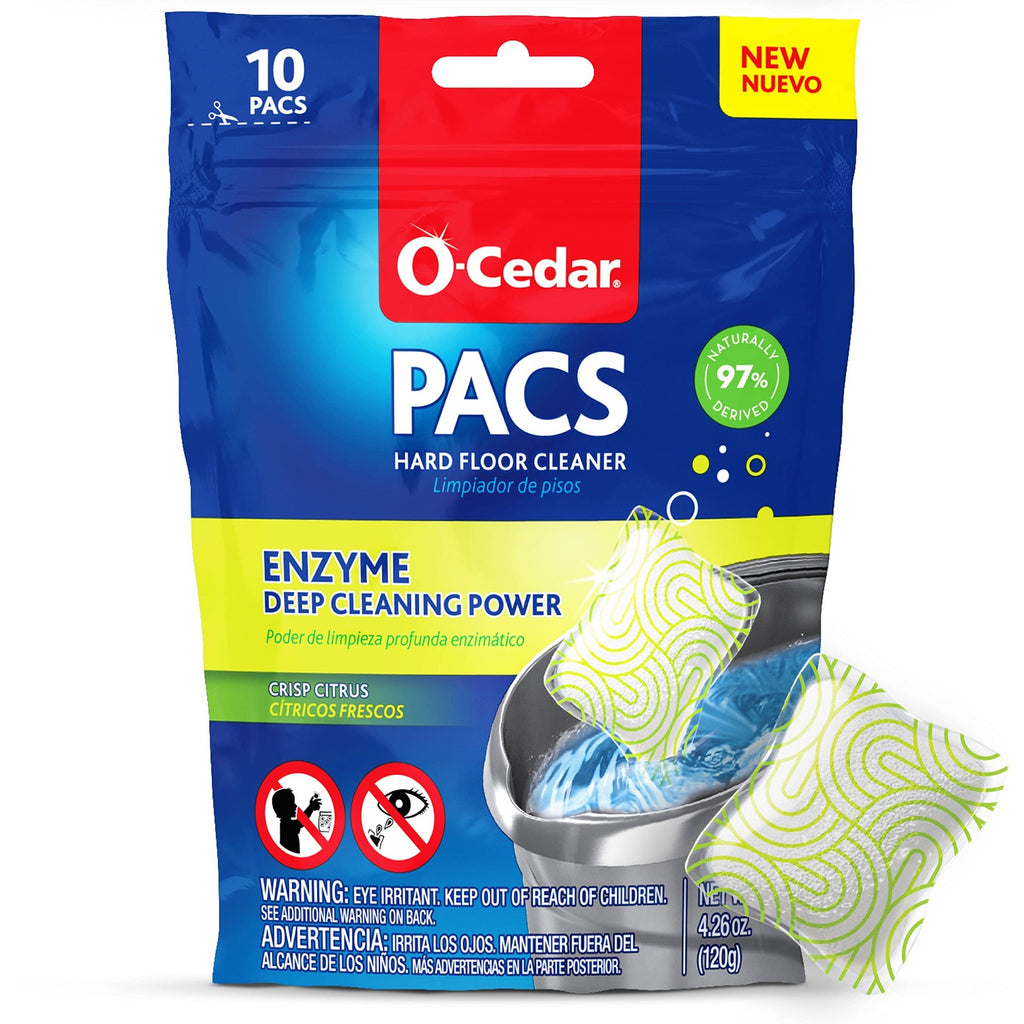 O-Cedar Hard Floor Cleaner PACS 10 Count Citrus Scent Safe for All Floors