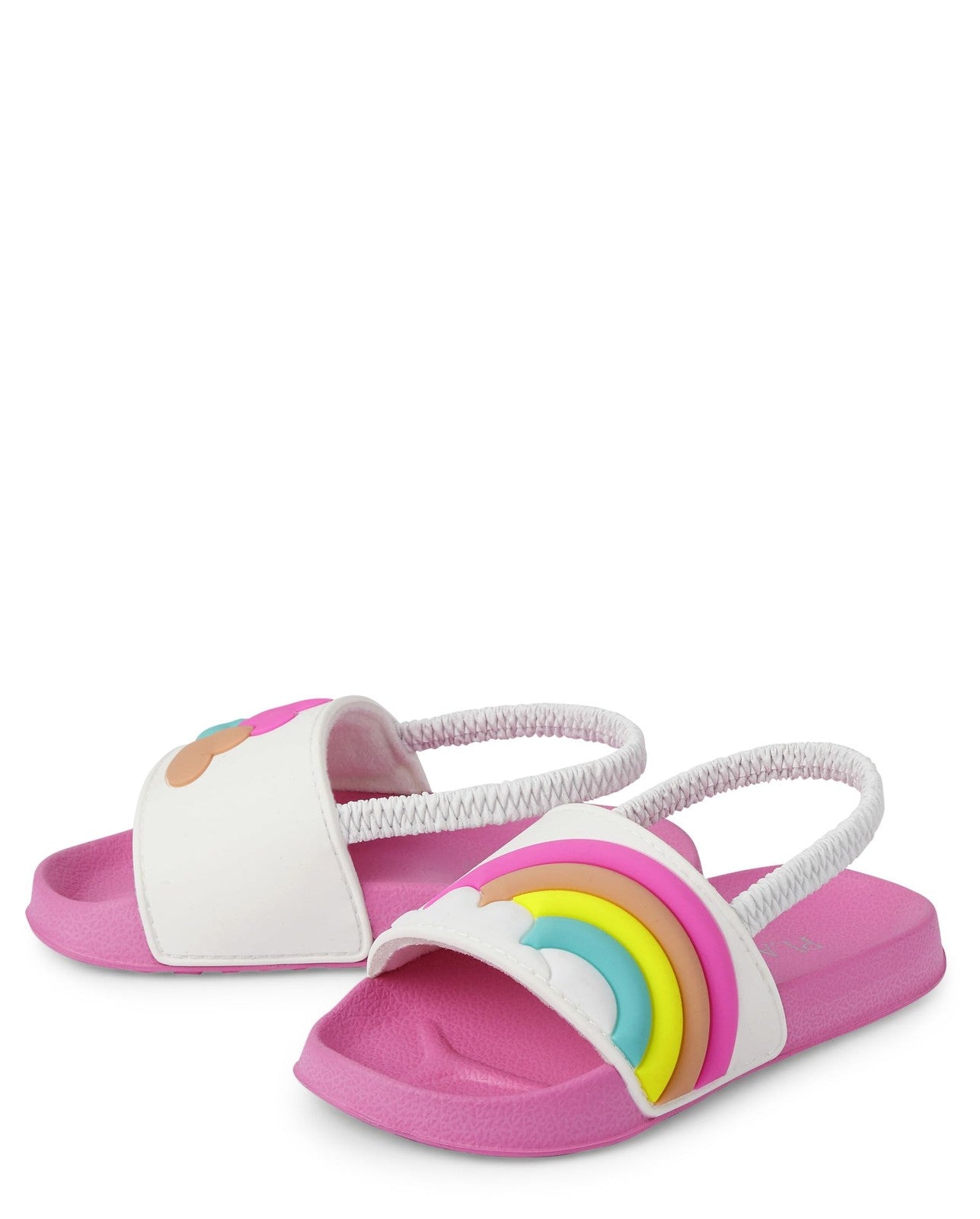 Baby Girls Toddler Slide Sandals w/ Backstrap, Rainbow Wave, Size 10