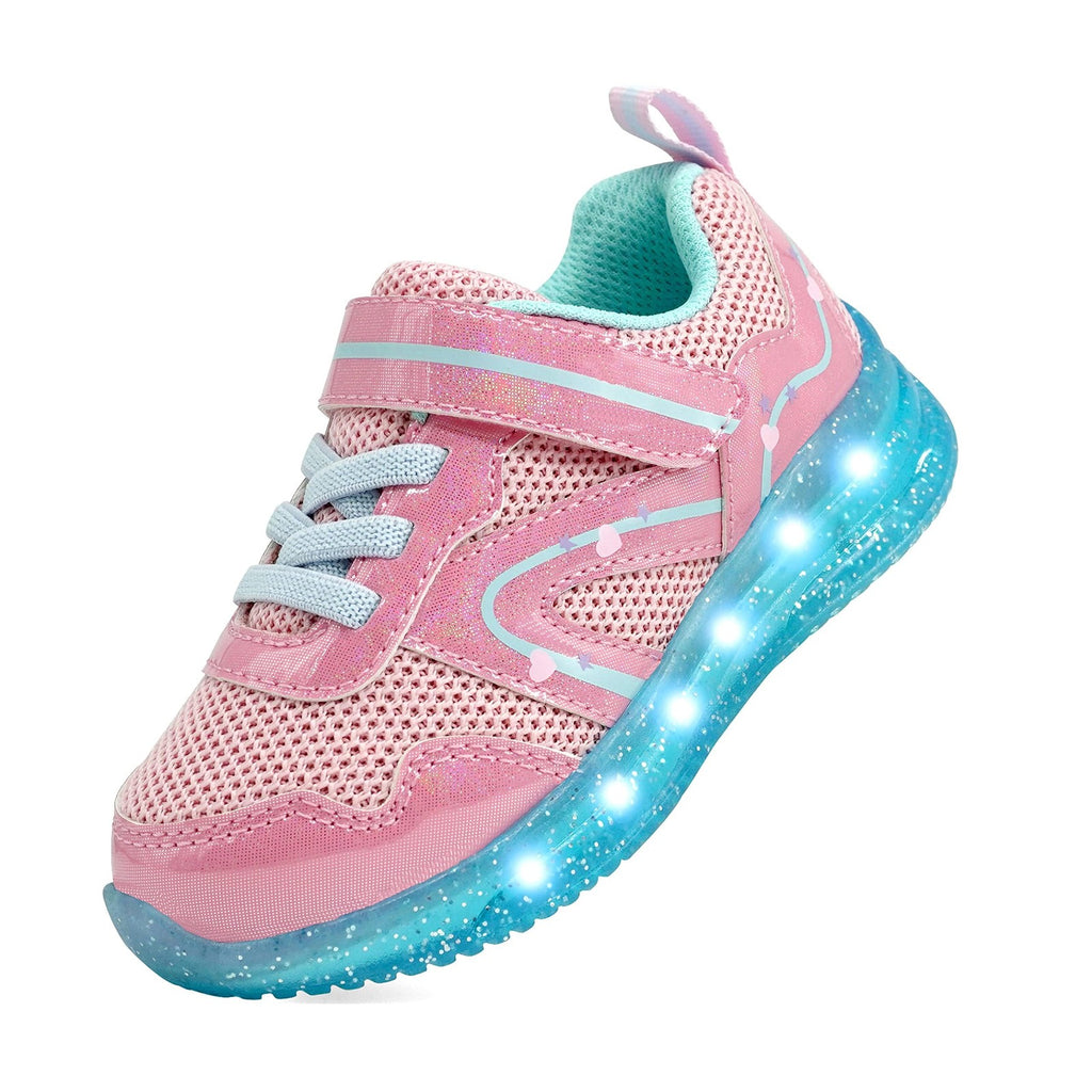 Size 10 Girls Light Up Sneakers w/ LED Lights Pink & Blue Toddler Shoes
