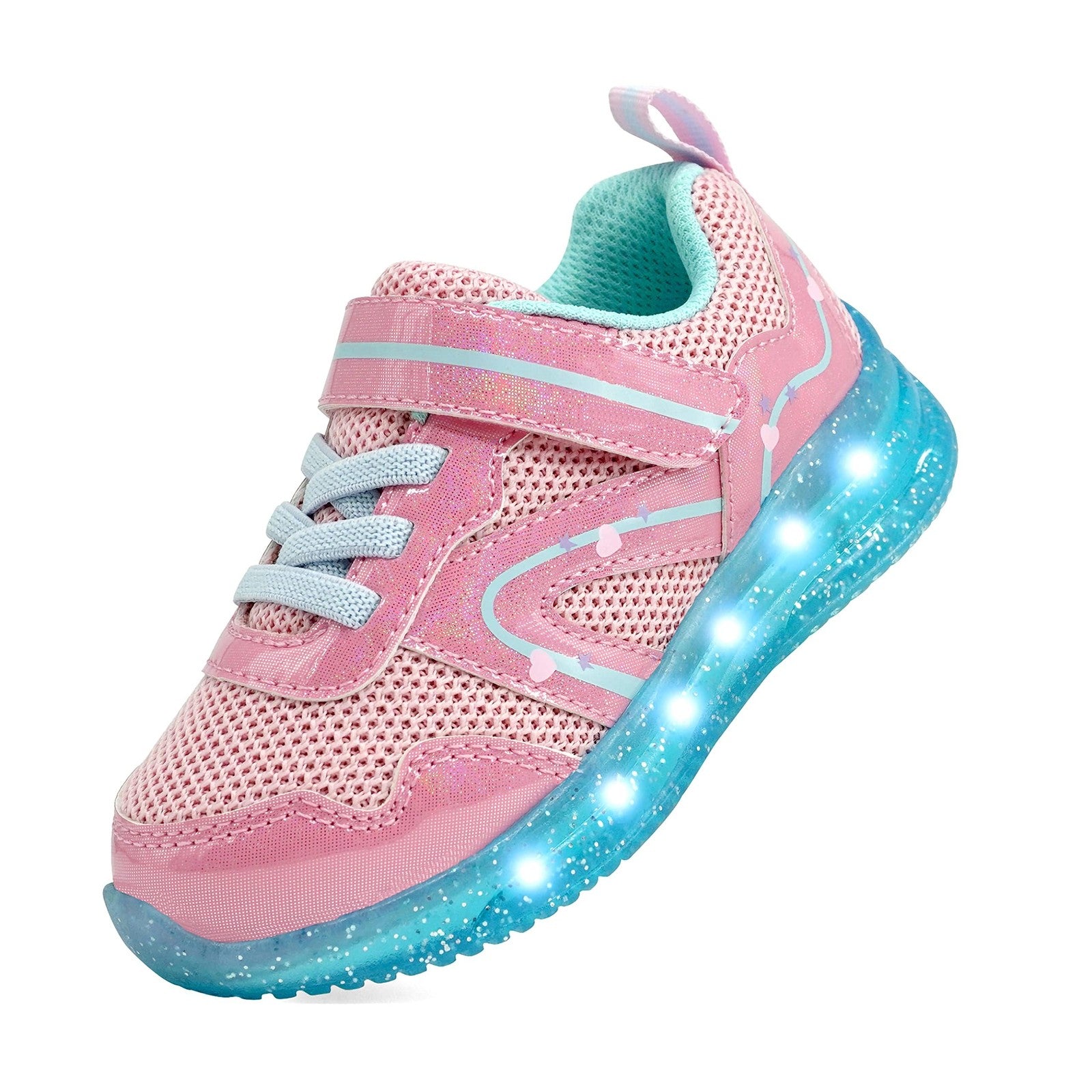 Size 10 Girls Light Up Sneakers w/ LED Lights Pink & Blue Toddler Shoes