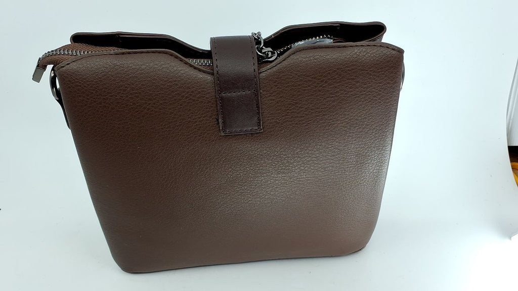 Small Crossbody Handbag for Women - Brown Faux Leather, Versatile Design