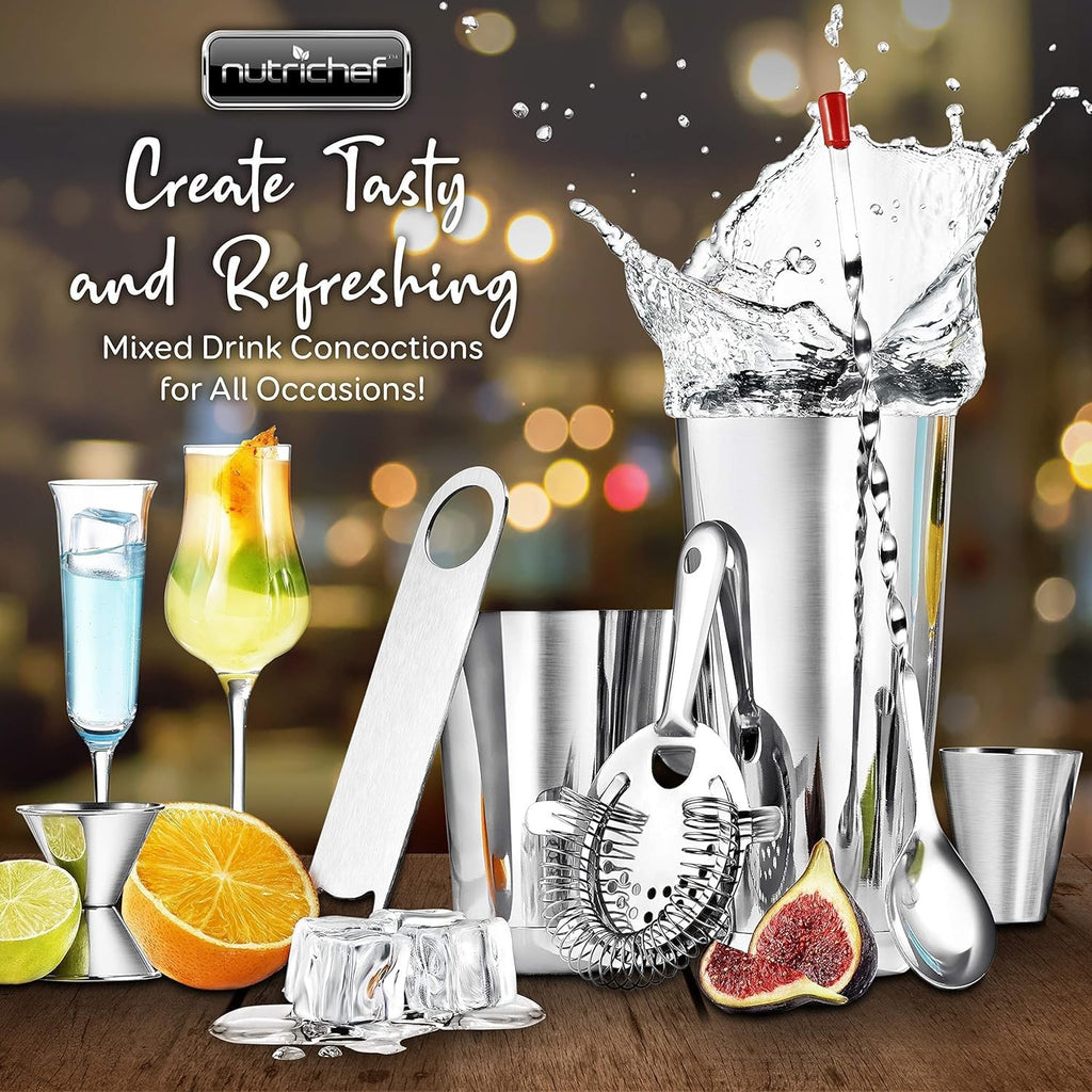 15 Piece Stainless Steel Cocktail Shaker Set w/ Pourers & Bar Tools