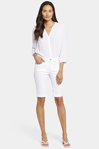 NYDJ Women's Briella Roll Cuff Jean Long Slimming Denim Shorts, Optic White, 8