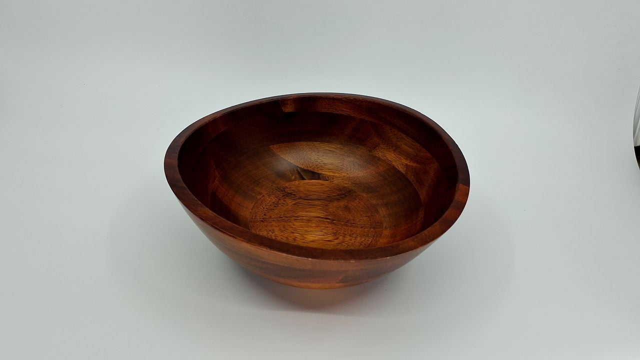 Small Cherry Wavy Rim Beechwood Bowl, 7.5in x 7.25in, Serving Salad/Fruit