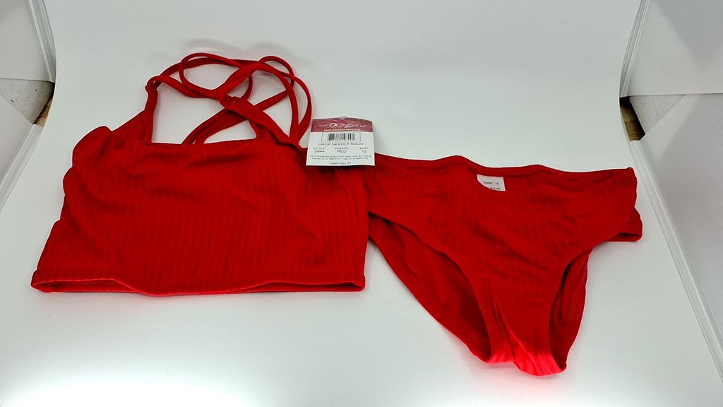 Drop Needle Solid Criss-Cross Tankini