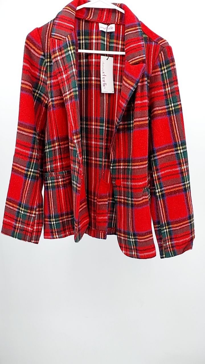 Plaid Single-Button Blazer