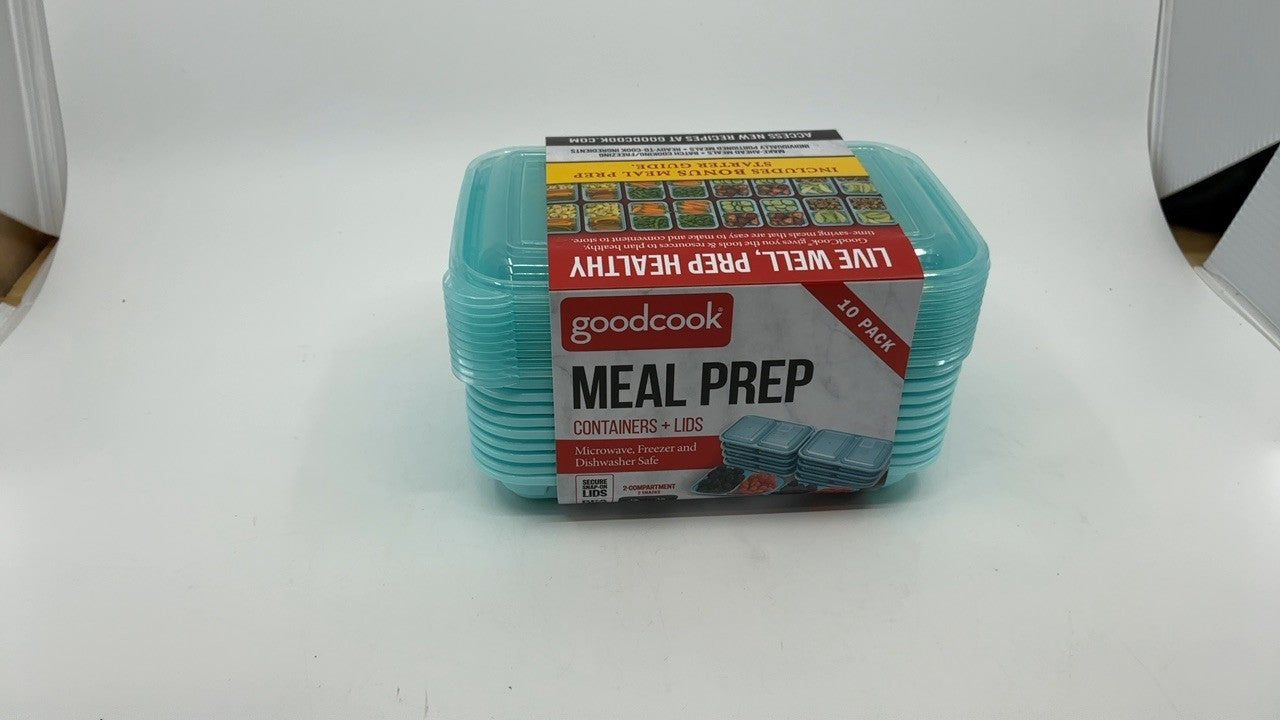 Reusable 10-Pc Food Storage Set, 2-Compartment, Snap-Shut Lids