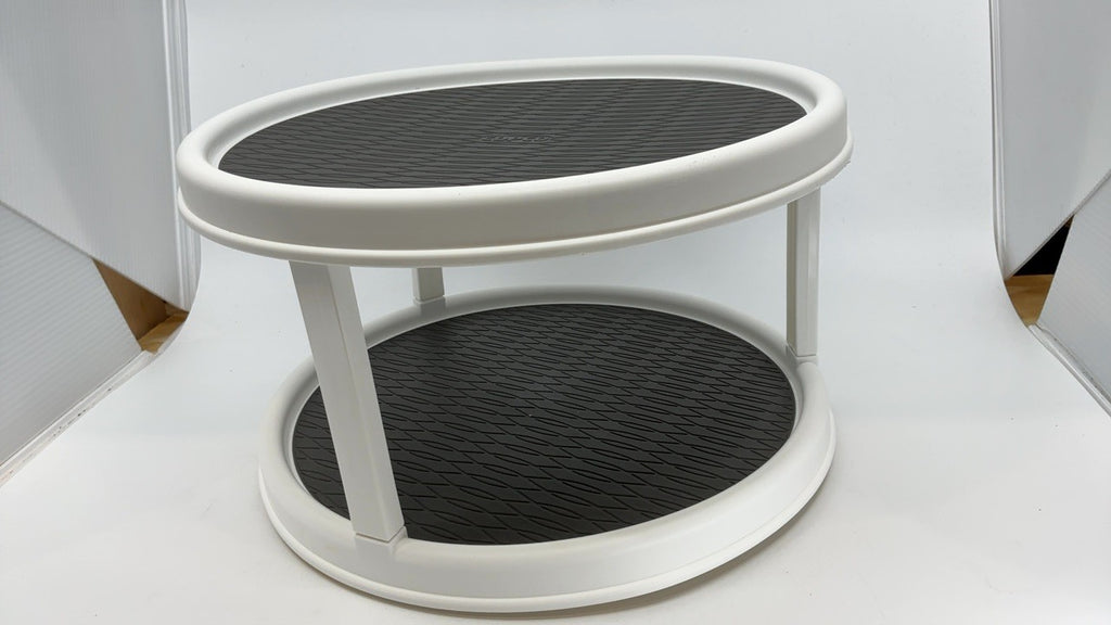 Copco Non-Skid Turntable, 2-Tier, 12-Inch, Durable & Easy Clean, White/Gray