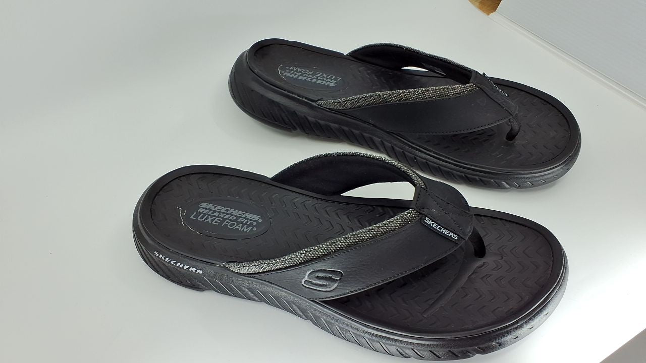 Skechers Men's Harver Thong Sandal, BBK, 12