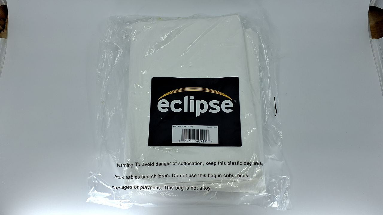 Eclipse Kendall Blackout Curtain 42x84in White Rod Pocket Panel