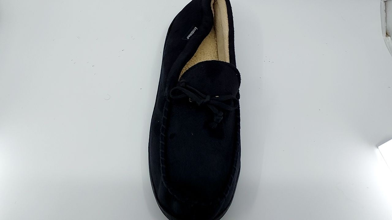 Indoor/Outdoor Black Moccasin Slippers, Memory Foam, Arch Support, Size 11-12