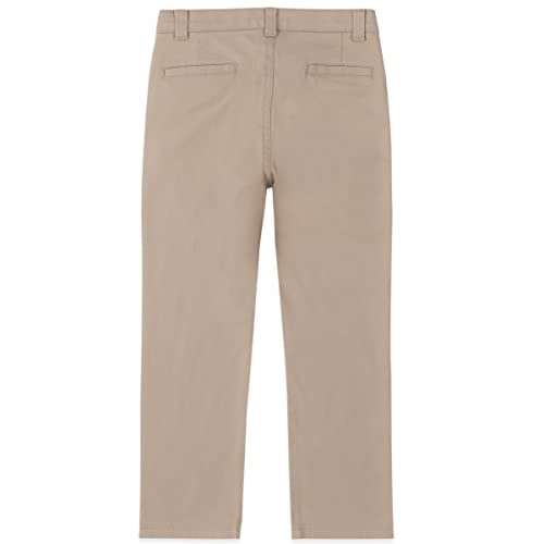 IZOD Big Boys School Uniform Flat Front Twill Pants, Khaki, 8