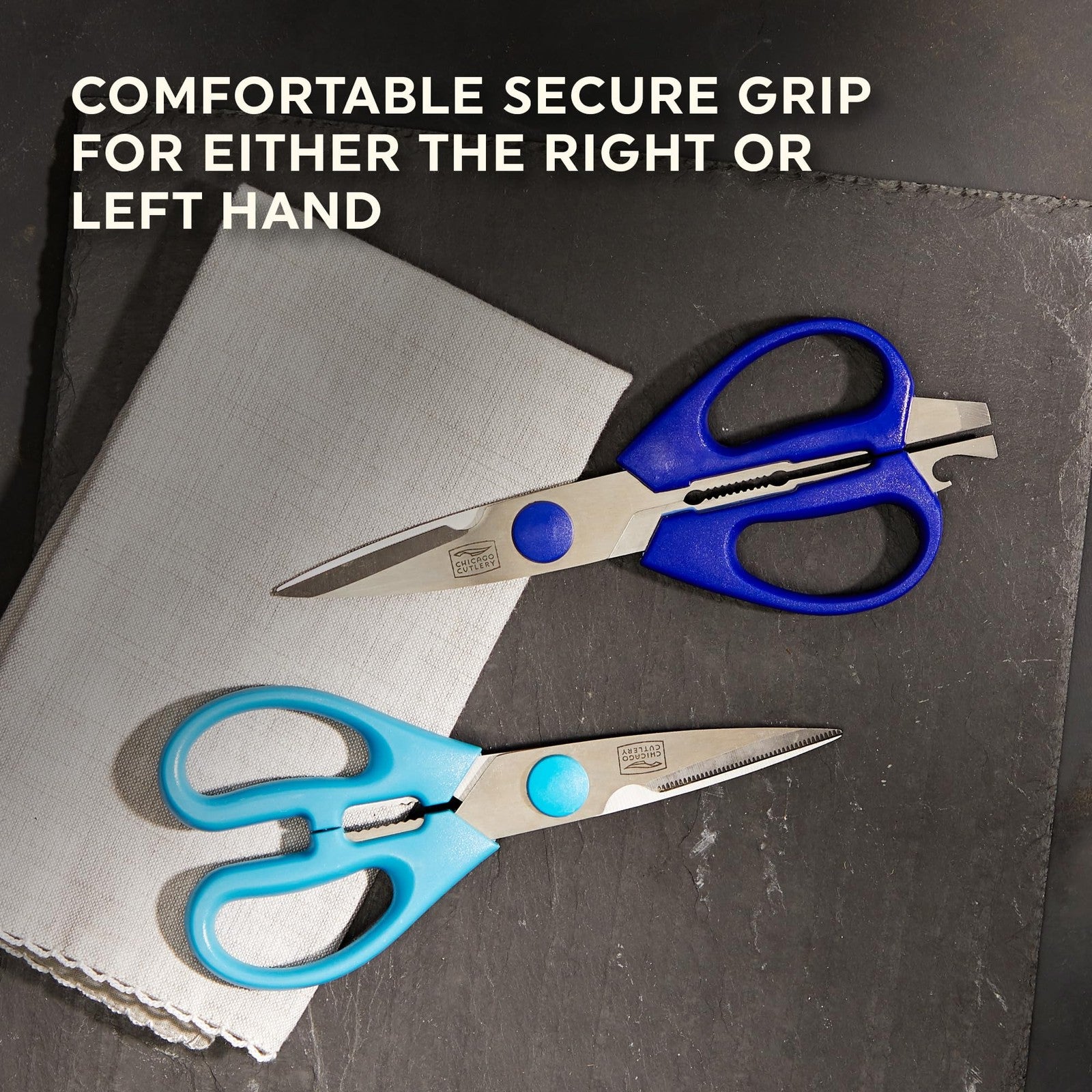 Versatile 2-Pack Kitchen Scissors, Soft Grip & Built-In Bottle Opener