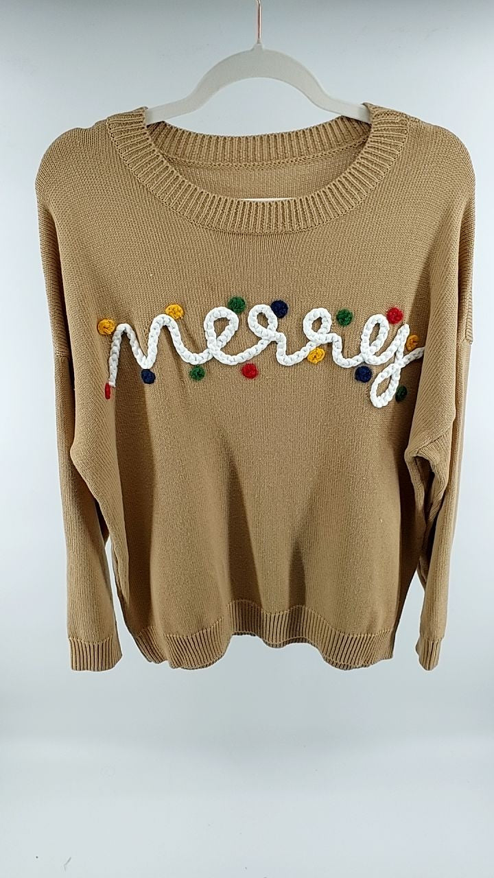Merry Colorful Dot Detail Christmas Dolman Sweater