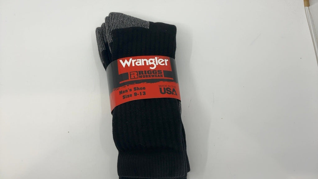 Wrangler Riggs Men's Work Crew Socks, 4 Pack, Steel Toe, Black, Large