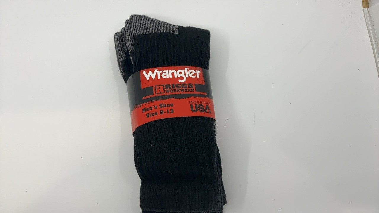 Wrangler Riggs Men's Work Crew Socks, 4 Pack, Steel Toe, Black, Large