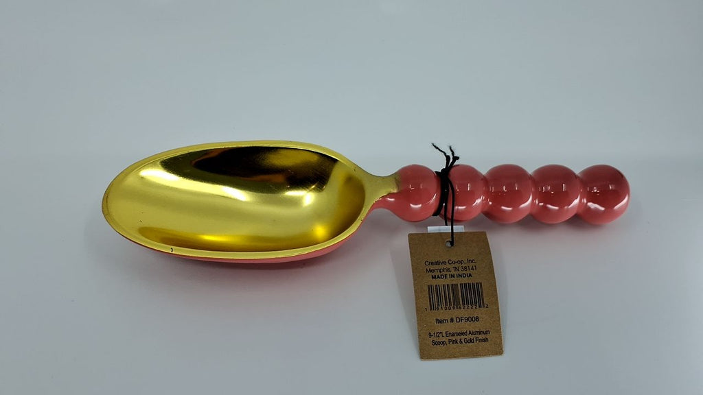 Creative Co-Op Enameled Aluminum Kitchen Scoop, Pink and Gold