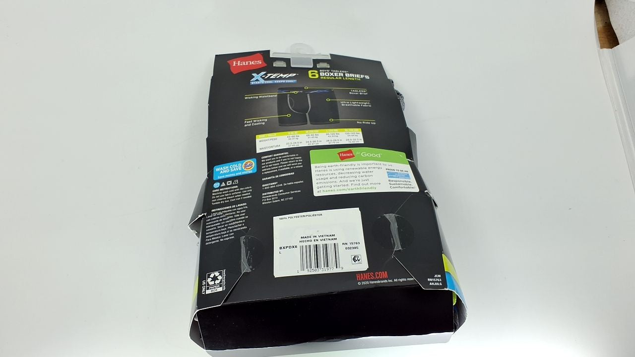 6-Pack Boys' Boxer Briefs, Moisture-Wicking, Hanes, Assorted Colors