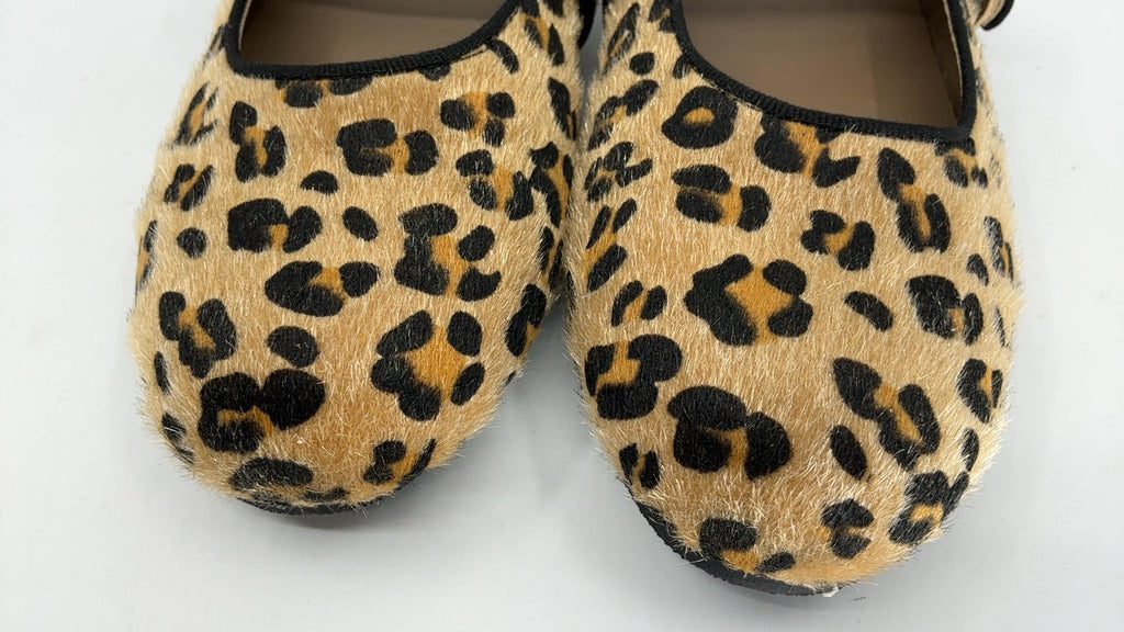 ATBELL Leopard Calf Hair Ballet Flats Women Size 8.5 Mary Jane Slip On