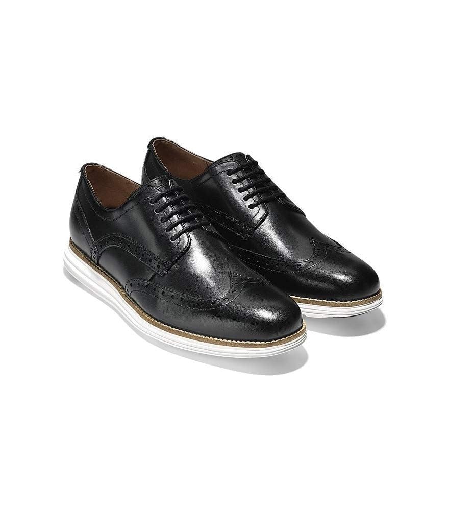 Cole Haan Men's Original Grand Shortwing Oxford Shoe, Black Leather/White, 10.5