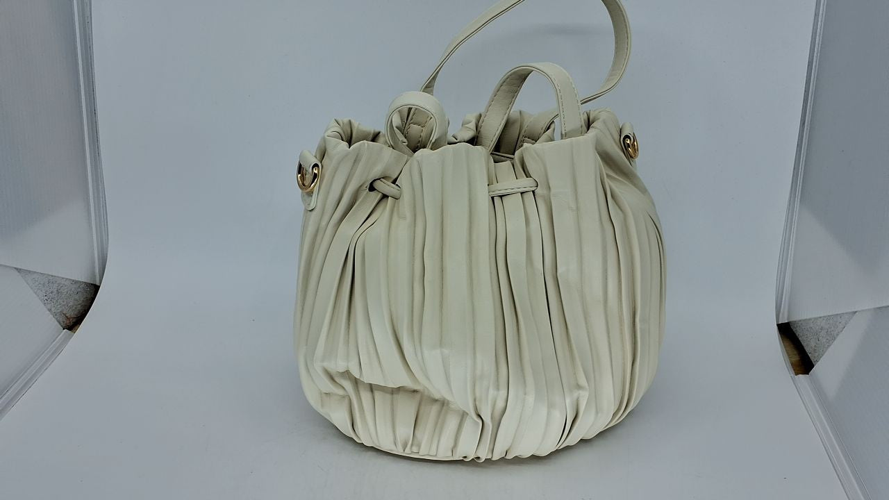 Beige Faux Leather Bucket Bag for Women - Small Crossbody