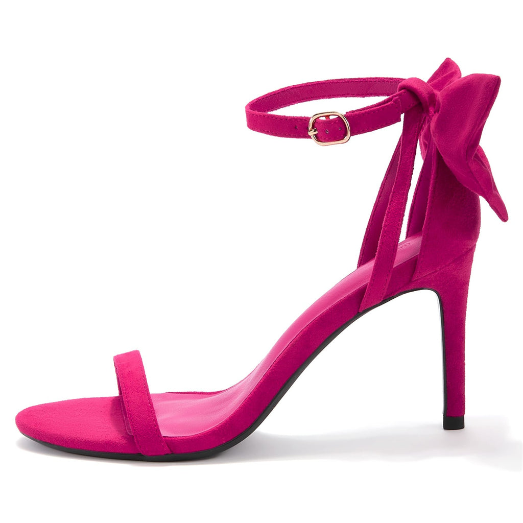 Coutgo Womens Stiletto Heels, Ankle Strap Sandals, Rosy Red, Size 5.5