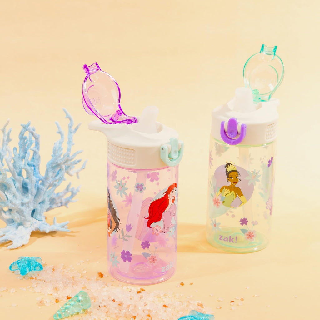 Disney Princess Kids Water Bottle 2-Pack, 16oz, Leak-Proof, Durable Plastic