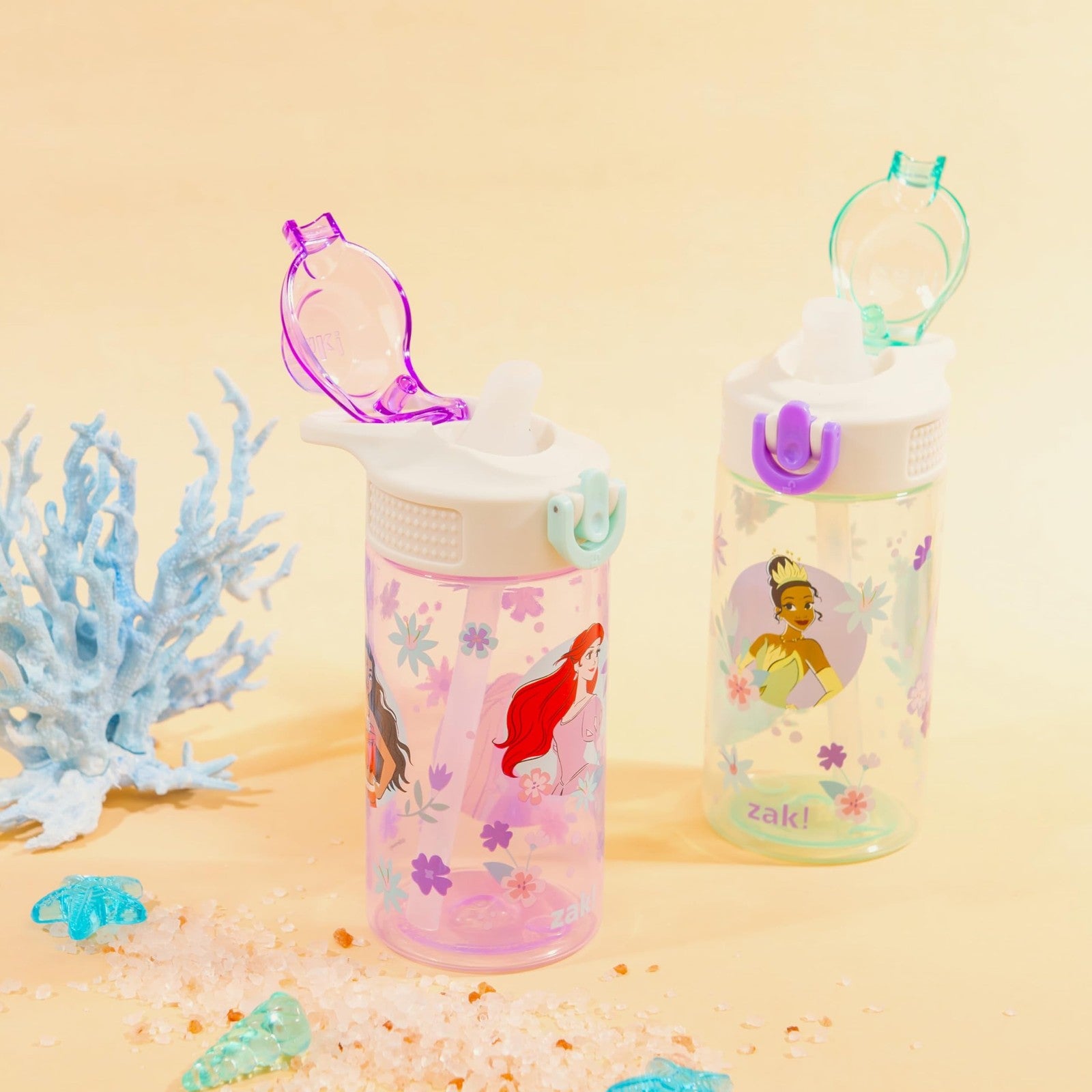 Disney Princess Kids Water Bottle 2-Pack, 16oz, Leak-Proof, Durable Plastic