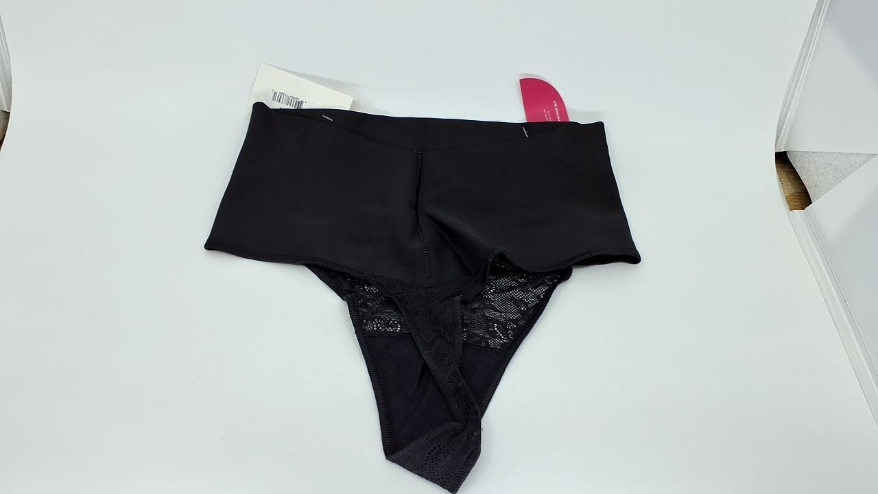 Maidenform DM0049 Tame Your Tummy Lace Thong, Black Lace, Small