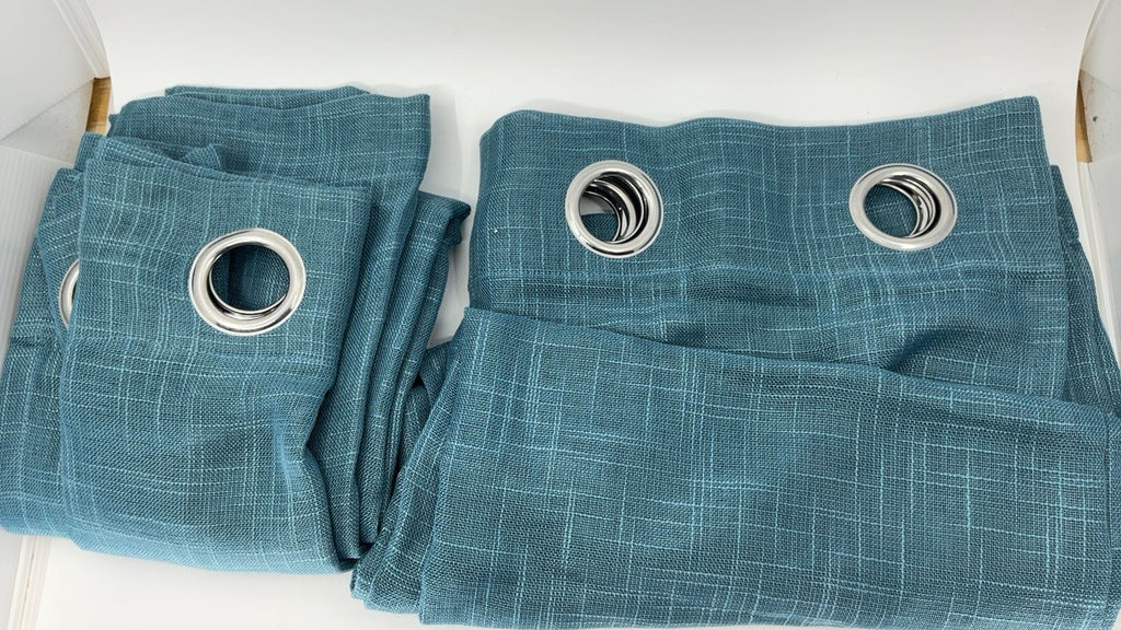 Light Filtering Linen Look Curtain Panels 54x84 Blue Teal - 2 Pack