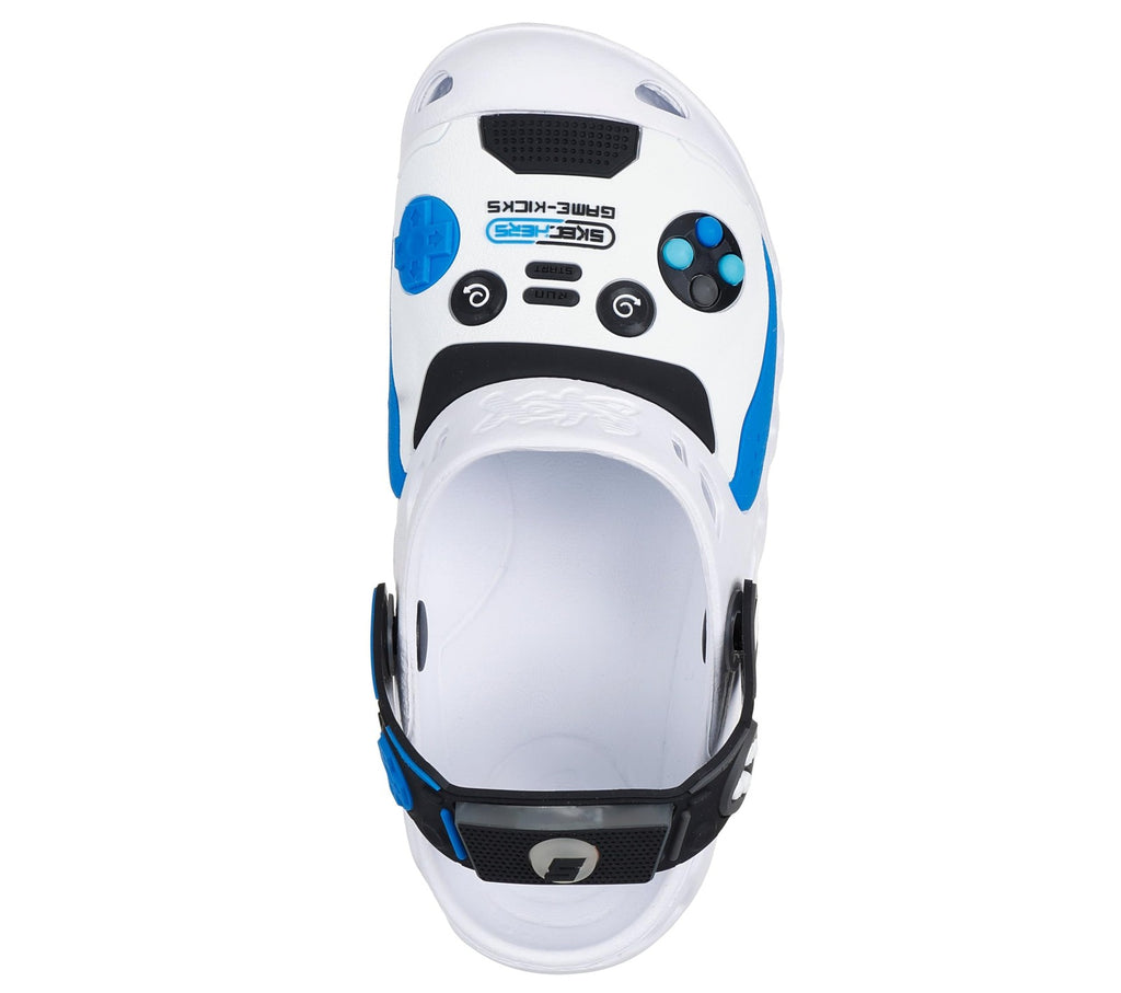 SKECHERS Boy's Zaggle-Hydro-Pointz Clog, White/Black/Blue, 4 Big Kid