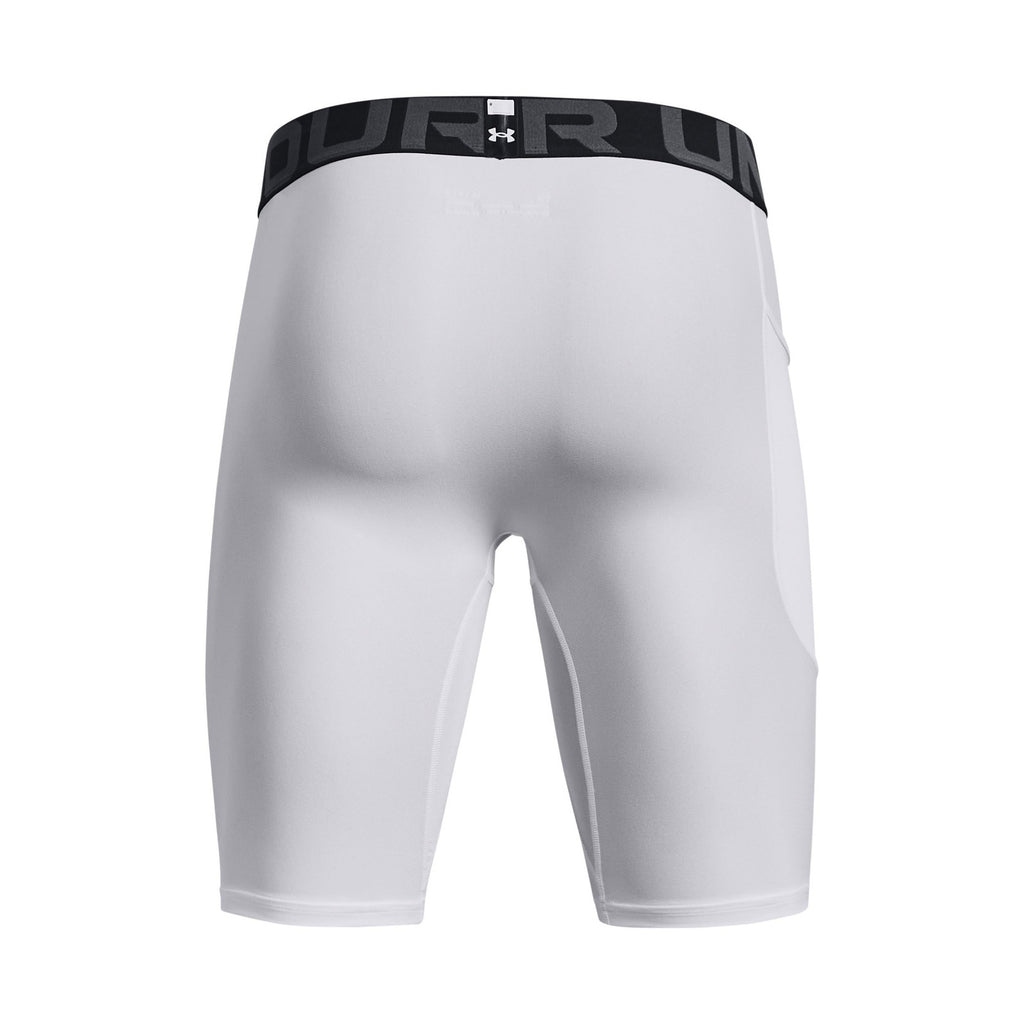 Under Armour Men's HeatGear Pocket Long Shorts, White (100)/Black, 3X-Large