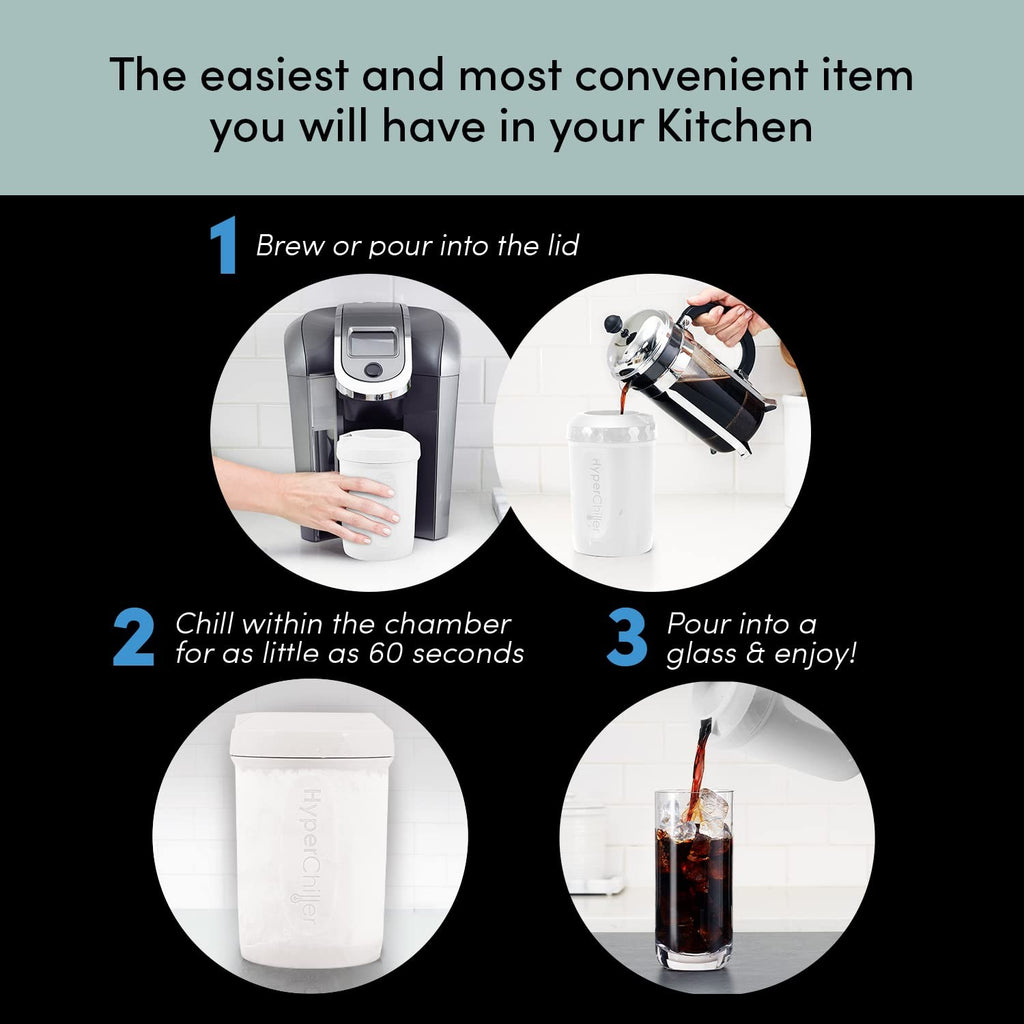 HyperChiller HC2W Iced Beverage Chiller, 12.5 Oz, White, Fast Cooling