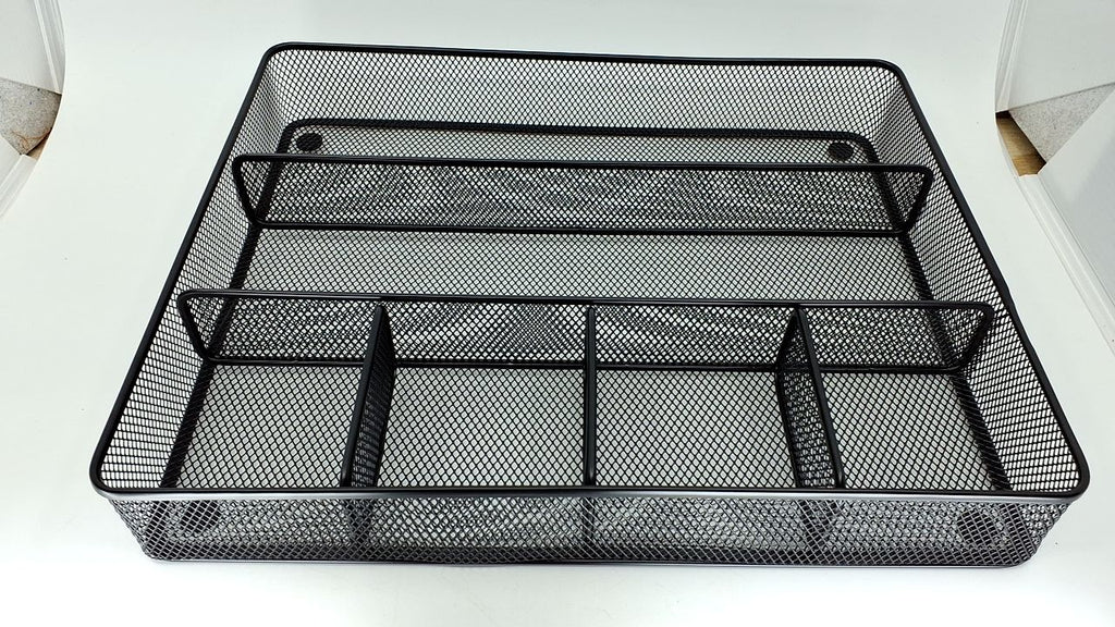 Black Mesh Drawer Organizer, 6 Compartments, Office Supplies