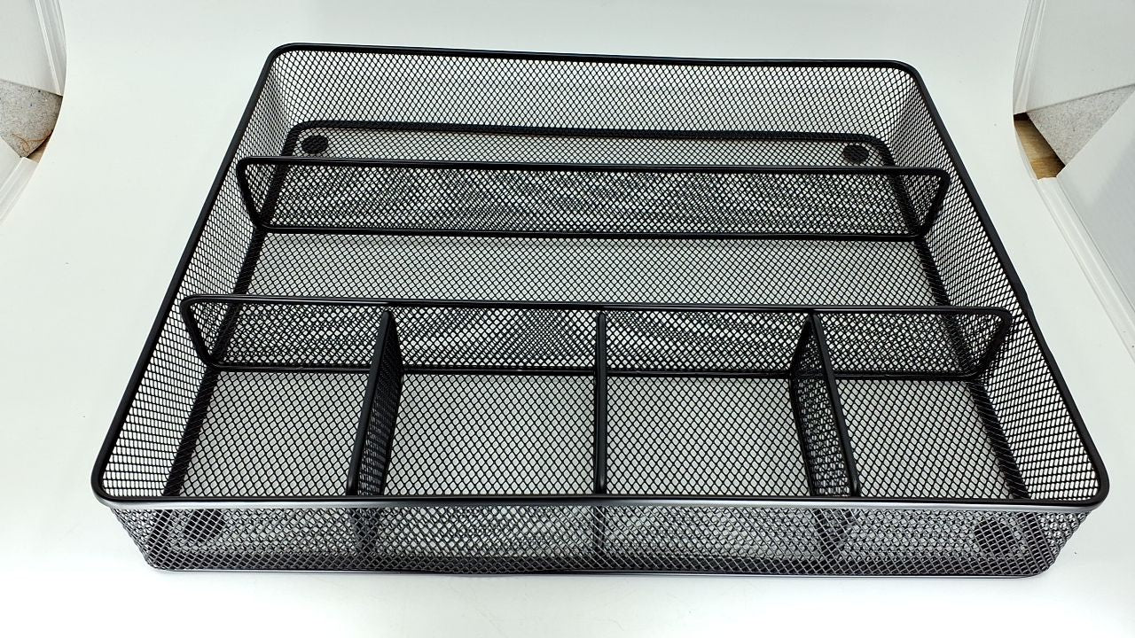 Black Mesh Drawer Organizer, 6 Compartments, Office Supplies