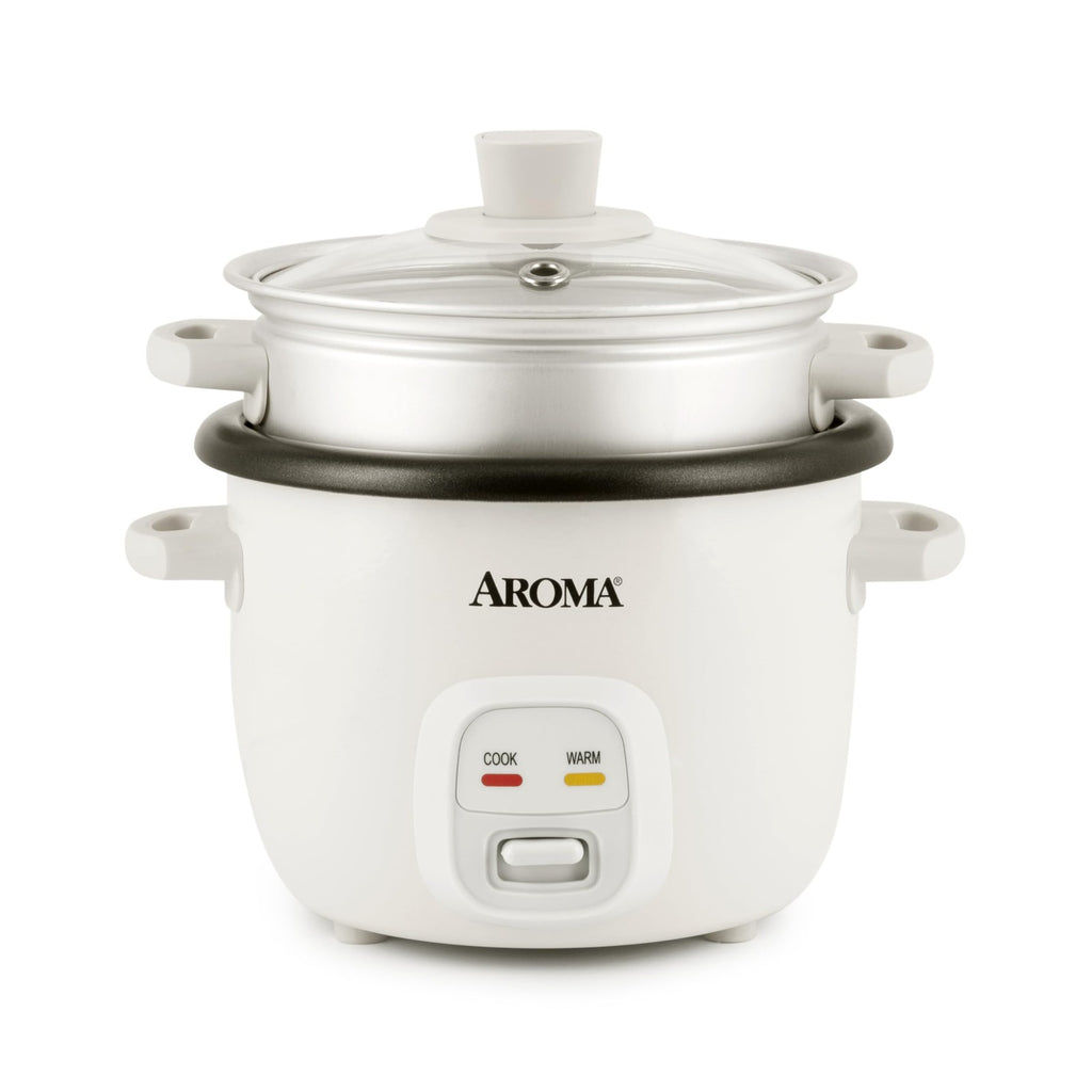 Aroma 4-Cup Rice Cooker Steamer Oatmeal Maker White 1 Qt ARC-302-1NG