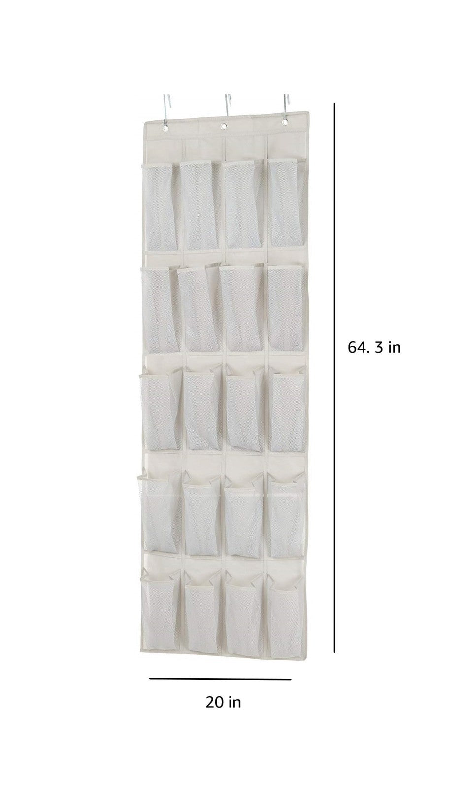 Amazon Basics 20 Large Pocket Over-the-Door Hanging Shoe Organizer, Grayish Tan