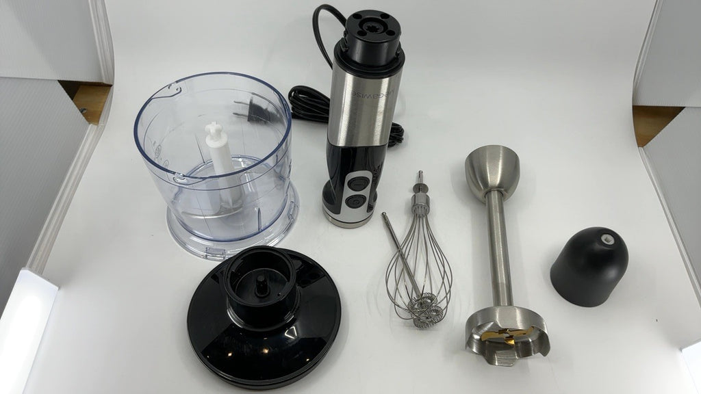MegaWise Black Immersion Blender 5-in-1, 400W, 12-Speed, w/ Accessories